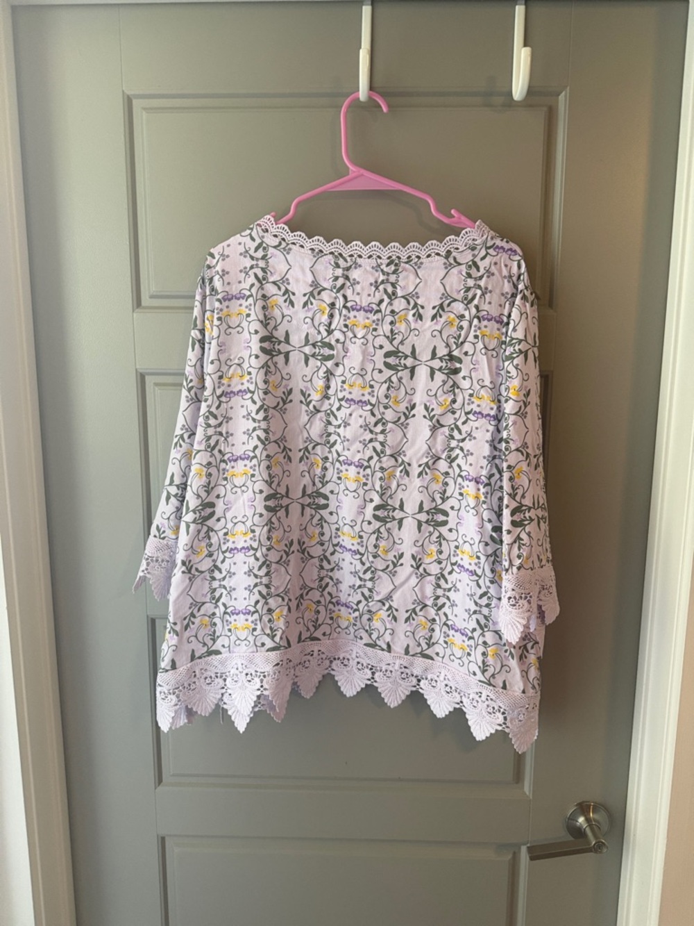 Allison Daley Light Lavender Floral Lace-Trim Top - Picture 2 of 3
